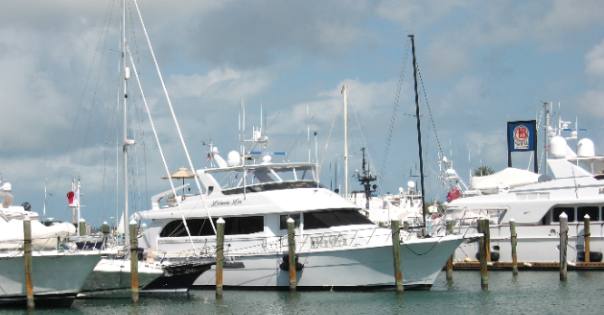Transient yachts moored at A&B Marina in Key West Bight Marina in Old Town