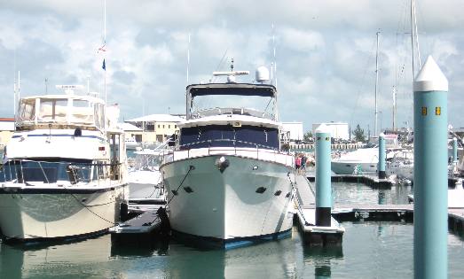 Visiting yachts moored in A&B Marina along Harbor Walk in Key West Bight