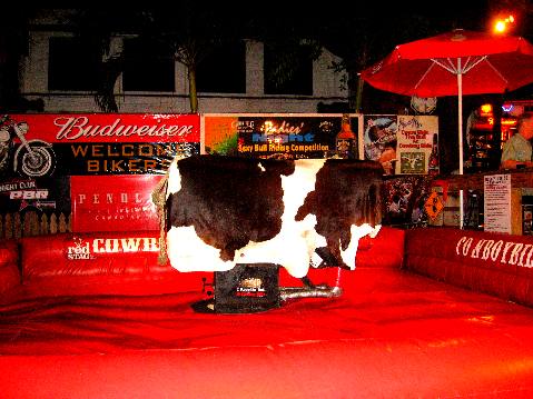 Mechanical bull ready to go at Cowboy Bills in Key West