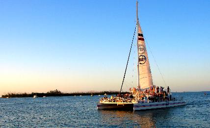 Fury Sunset Sail Boat with Wisteria Island in Background