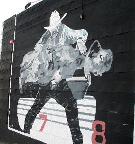 Mural on one side of the Outlaw Saloon in Cheyenne, Wyoming