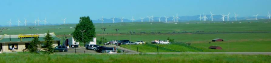 Wind generator field to the west of I-25 when passing through Cheyenne