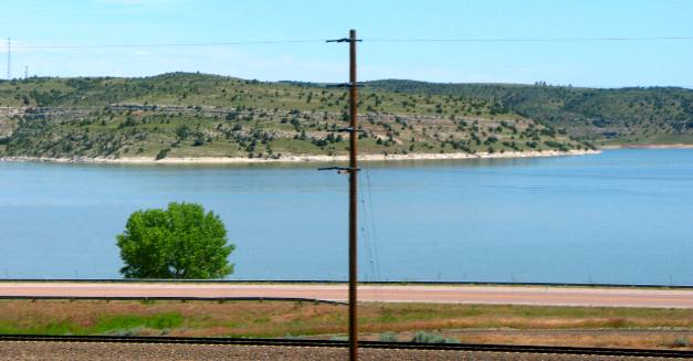 Glendo Reservoir as seen from I-25 about 25-miles south of Douglas, Wyoming