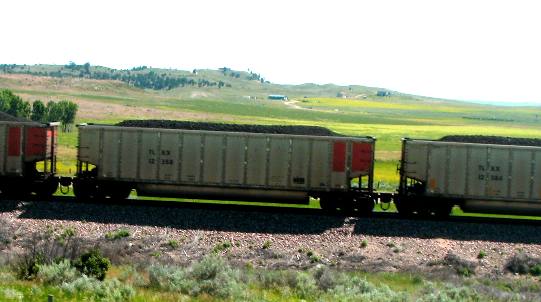 Coal trains are part of eastern Wyoming scenery between Glendo and Douglas on I-25