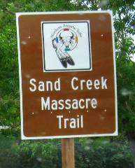 Sand Creek Massacre Trail Sign in Shoshoni
