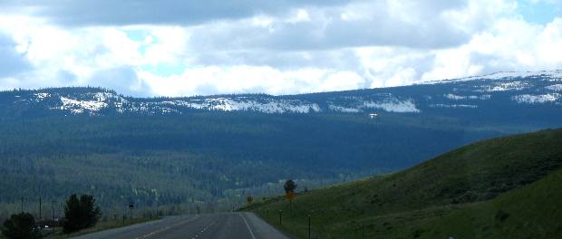 Nearing the snowline on US-26 west of Dubois, Wyoming