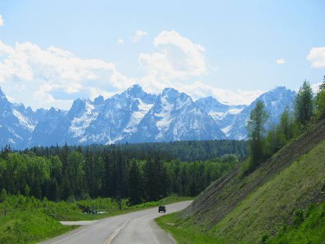 View of Teton Mountain Range from US-26 a mile or so east of Moran Junction