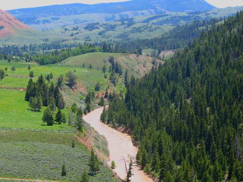 Looking down on the Gros Ventre River from high on a Bluff overlooking the Red Hills Ranch