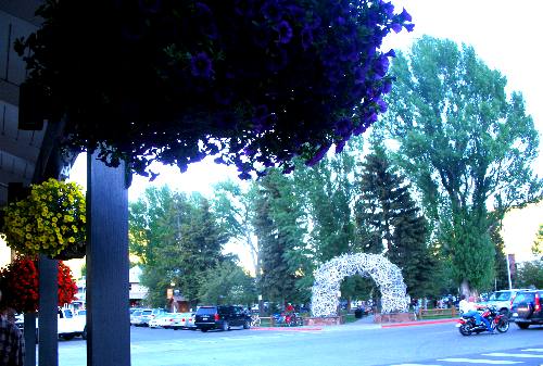 Elk horn arch on the south west corner of Town Square the park in down town Jackson, Wyoming