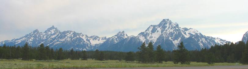 Grand Teton Mountain and Mt Moran in the Teton Range in Grand Teton National Park