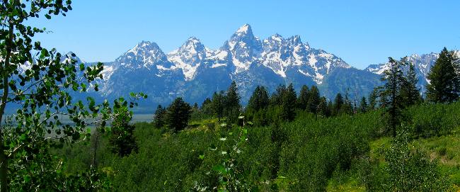 Grand Teton Mountain as viewed from a mountain on the eastern side of Antelope Flats