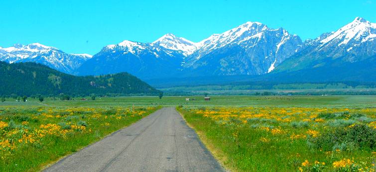 Teton Range from Antelope Flats near Mormon Row in Grand Teton National Park