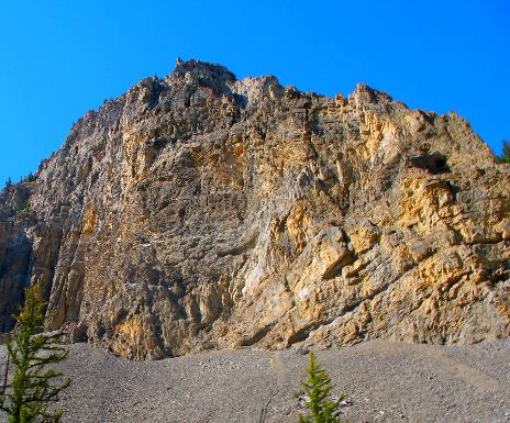 Fault line visible in this sedimentary formation south of Hoback Junction