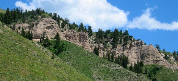 Hoodoos forming in this outcrop south of Hoback Junction