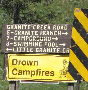 Sign on Granite Creek Road in the Gros Ventre Wilderness southeast of Hoback Junction