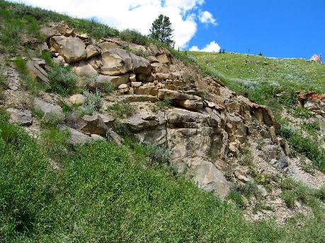 Rock outcrop along Granite Creek Road southeast of Hoback Junction in the Gros Ventre Wilderness