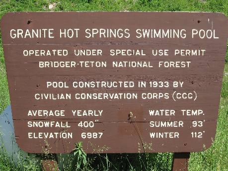 Granite Hot Springs Pool information sign