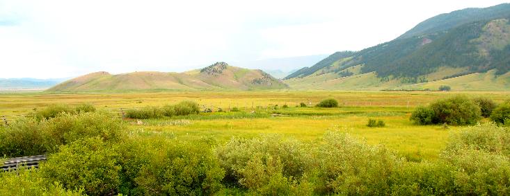 View across the National Elk Refuge from the Greater Yellowstone Visitor Center in Jackson, Wyoming