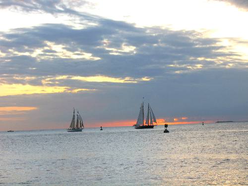 Schooners Adirondack III and America 2 on sunset cruise off Key West in 2012