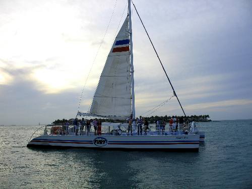 Fury sunset cruise boat as seen from the deck of the Party Cat
