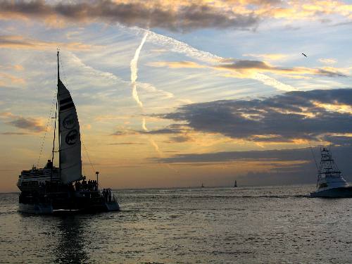 Famous Key West sunset scene from Mallory Square