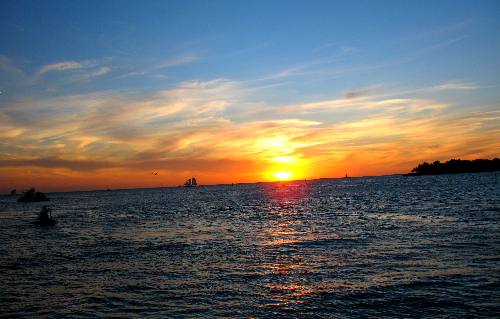 Sunset view from Sunset Pier with Sunset Key on the left horizon