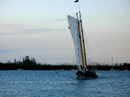 America 2 sailing schooner off Christmas Tree Island Key West