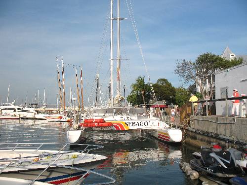 Sebago docked in the historic old seaport at Key West Bight along Harbor Walk