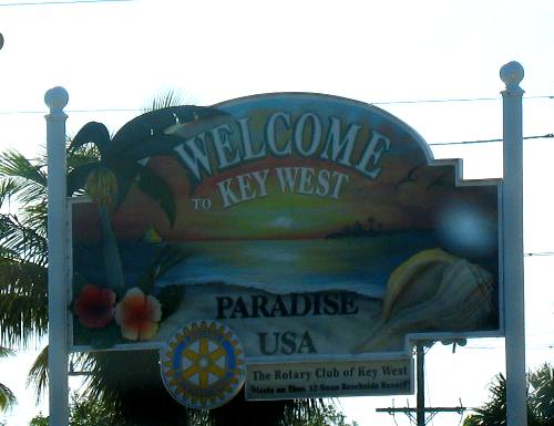 Welcome to Key West sign on US-1 just west of Hurrican Hole Marina