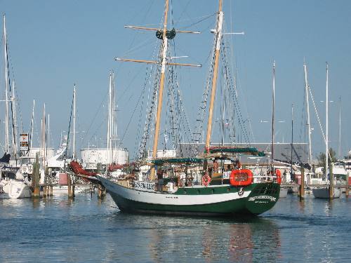 Jolly Rover leaving her dock in Key West Bight Marina