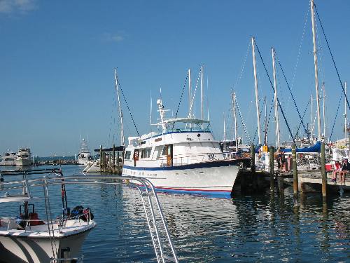 Private yacht tied up in Key West Bight Marina