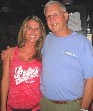 Mike with Rochelle one of the beautiful and charming wait staff at Pete's Piano Bar