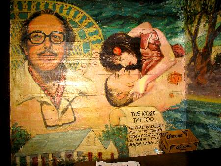 The Rose Tattoo mural on the south wall of the Bull in Key West