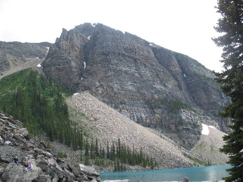 Talus slope in Canadian Rocky Mountains at Morain Lake