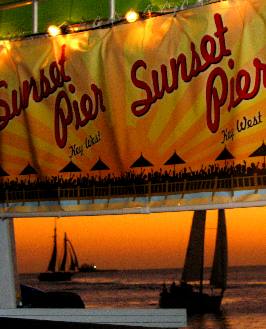 Sunset Pier with an actual Key West Sunset below the sign