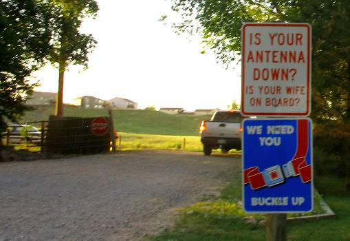Is your WIFE on board? Sign leaving RV-Park in Cheyenne, Wyoming