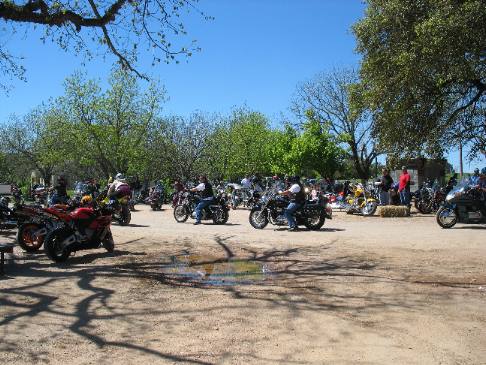 Motorcycle parking at Luckenbach, Texas