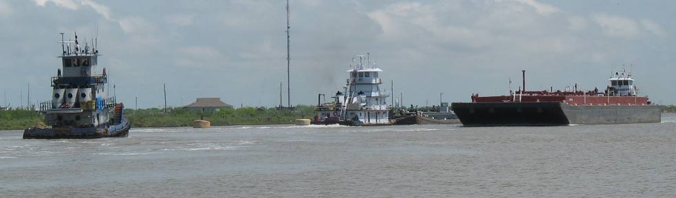 Commercial traffic in intercoastal waterway near Magagorda, Texas