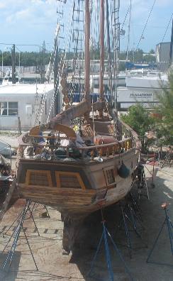 Sail boat Stock Island boat yard