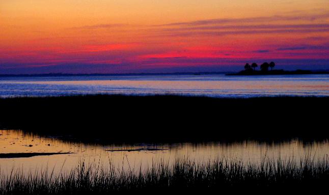 sunset from campgroun at Presnell's fish camp