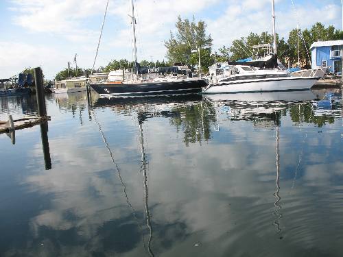 View of marina from our dining table at the world famous Hogfish Gill in Key West