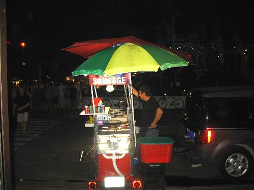 Sausage Vendor outside the Bull in Key West, Florida